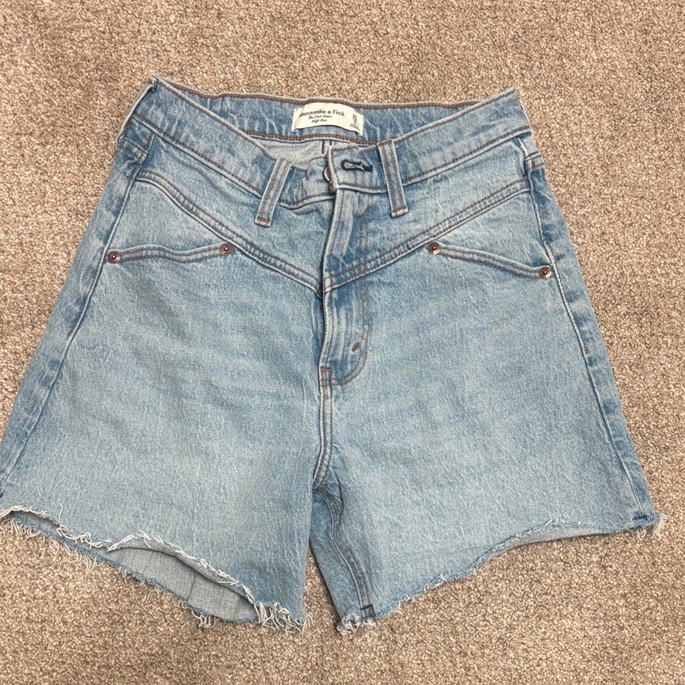 Abercrombie & Fitch Light Blue Distressed Denim Shorts